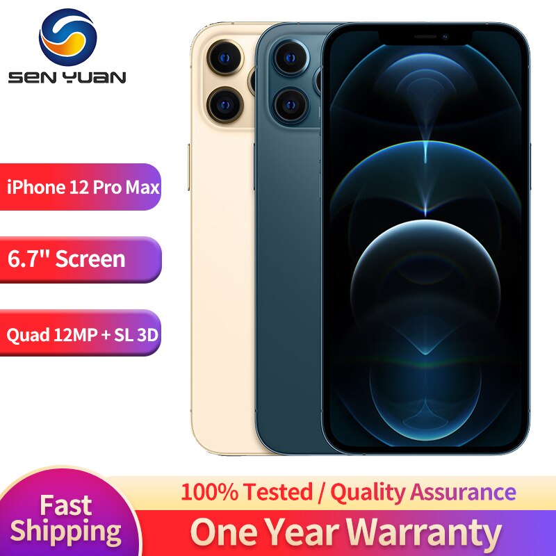 iPhone 12 Pro Max 128GB 256GB 512GB ROM 6GB RAM Unlocked 5G Smartphone iPhone12 ProMax 6.7" OLED Face ID NFC phone